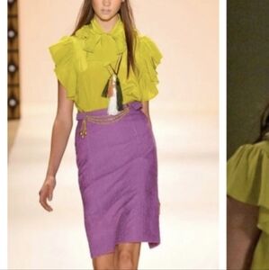 Milly runway textured purple pencil skirt 8